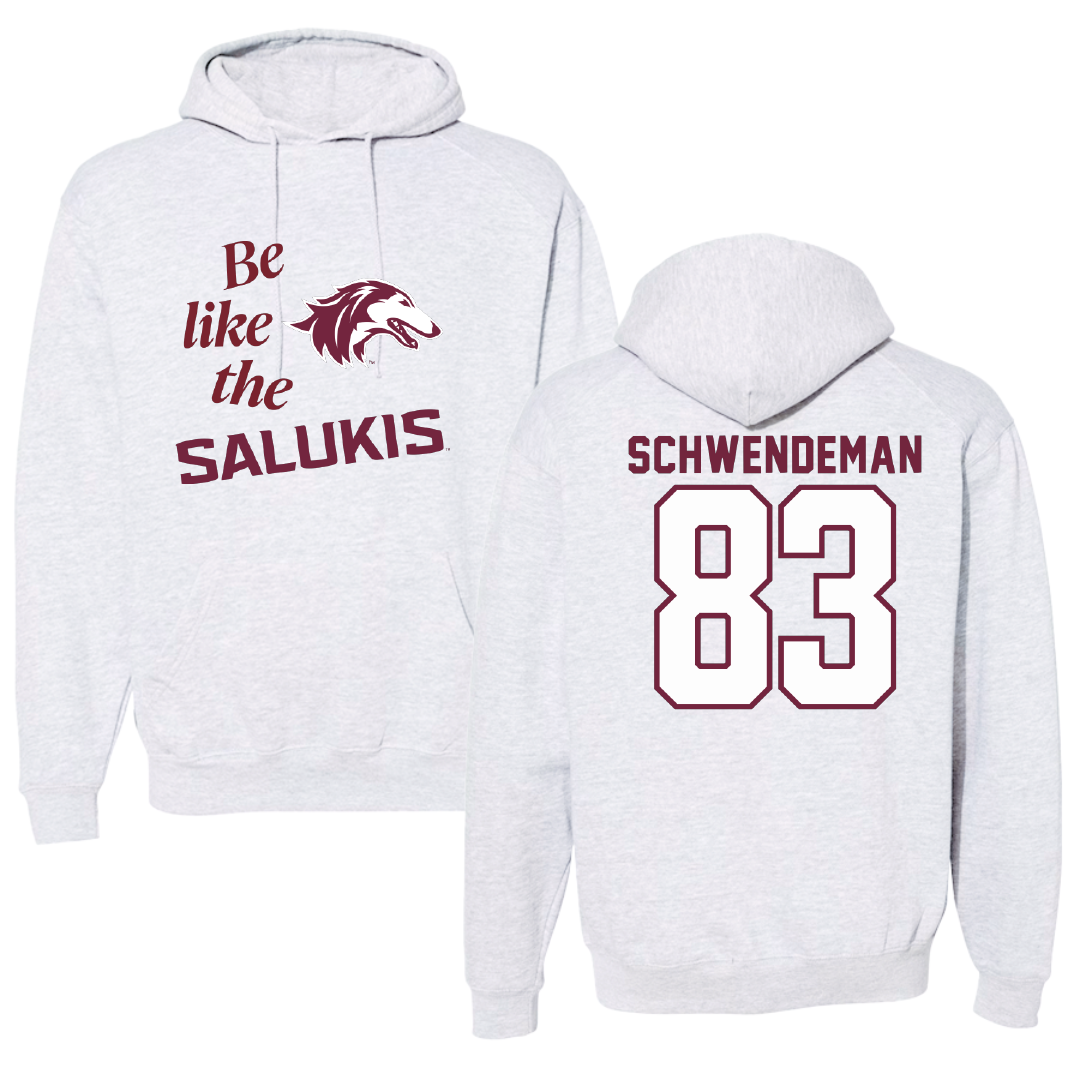 Southern Illinois University at Carbondale Football Light Gray Be Like Us Hoodie - #83 Ryan Schwendeman