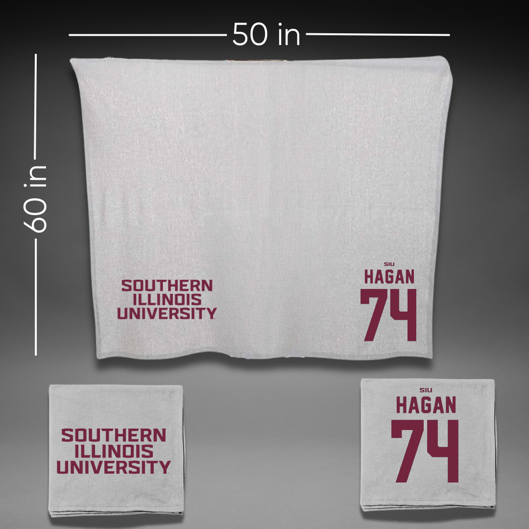 Southern Illinois University at Carbondale Football Gray Blanket - #74 Harris Hagan