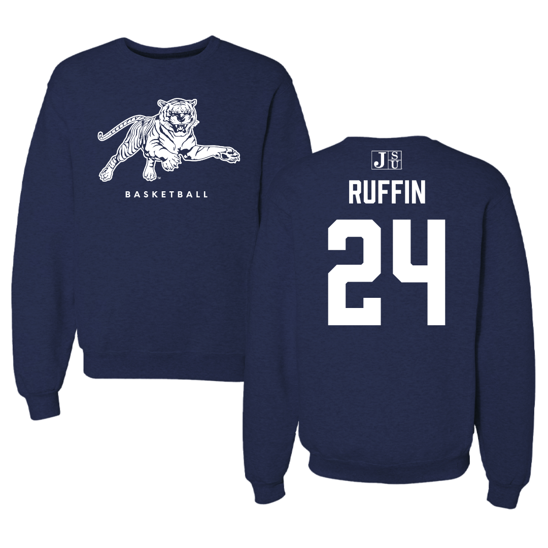 Jackson State University Basketball Navy Crewneck - #24 Daeshun Ruffin