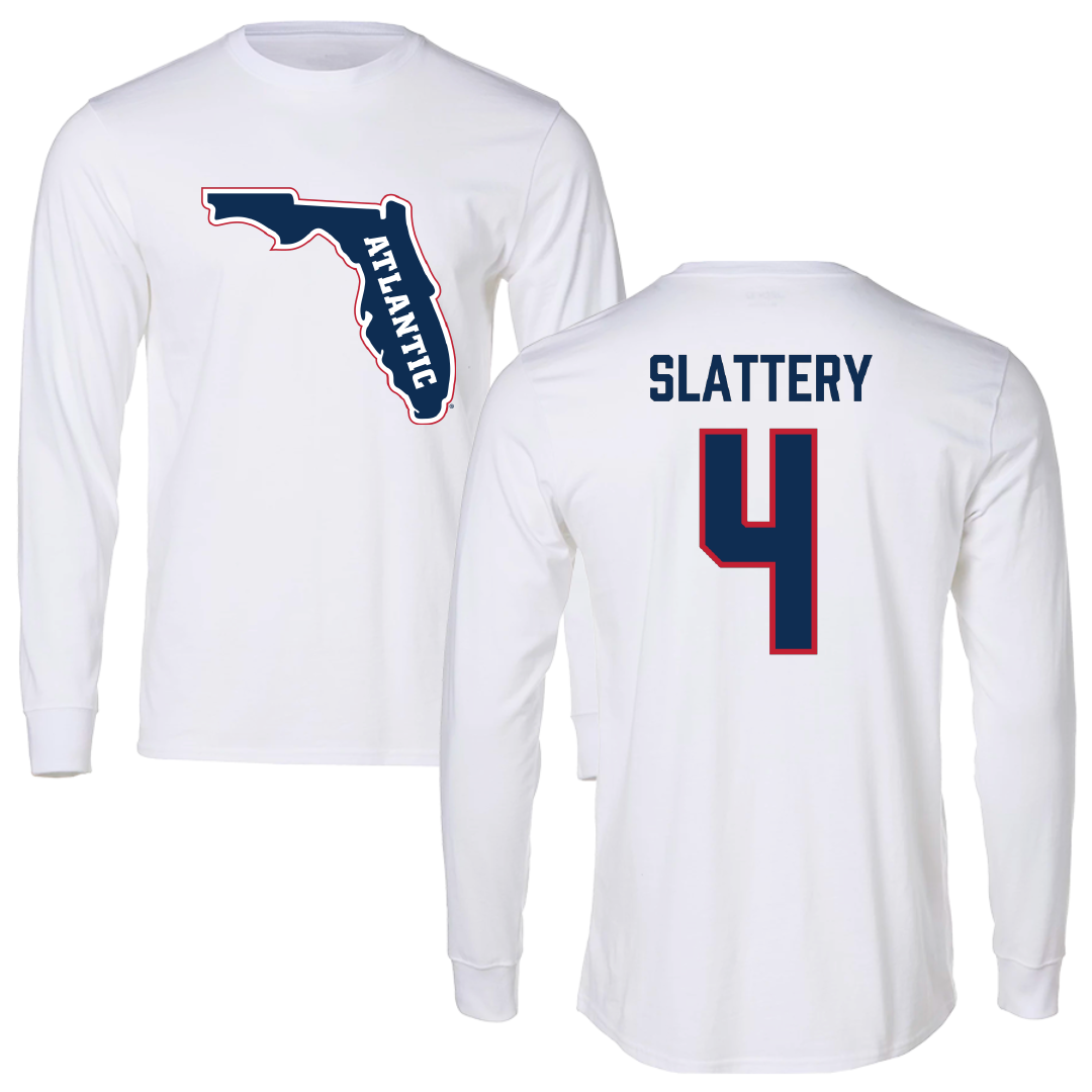 Florida Atlantic University Baseball White Performance Long Sleeve - #4 Joseph Slattery