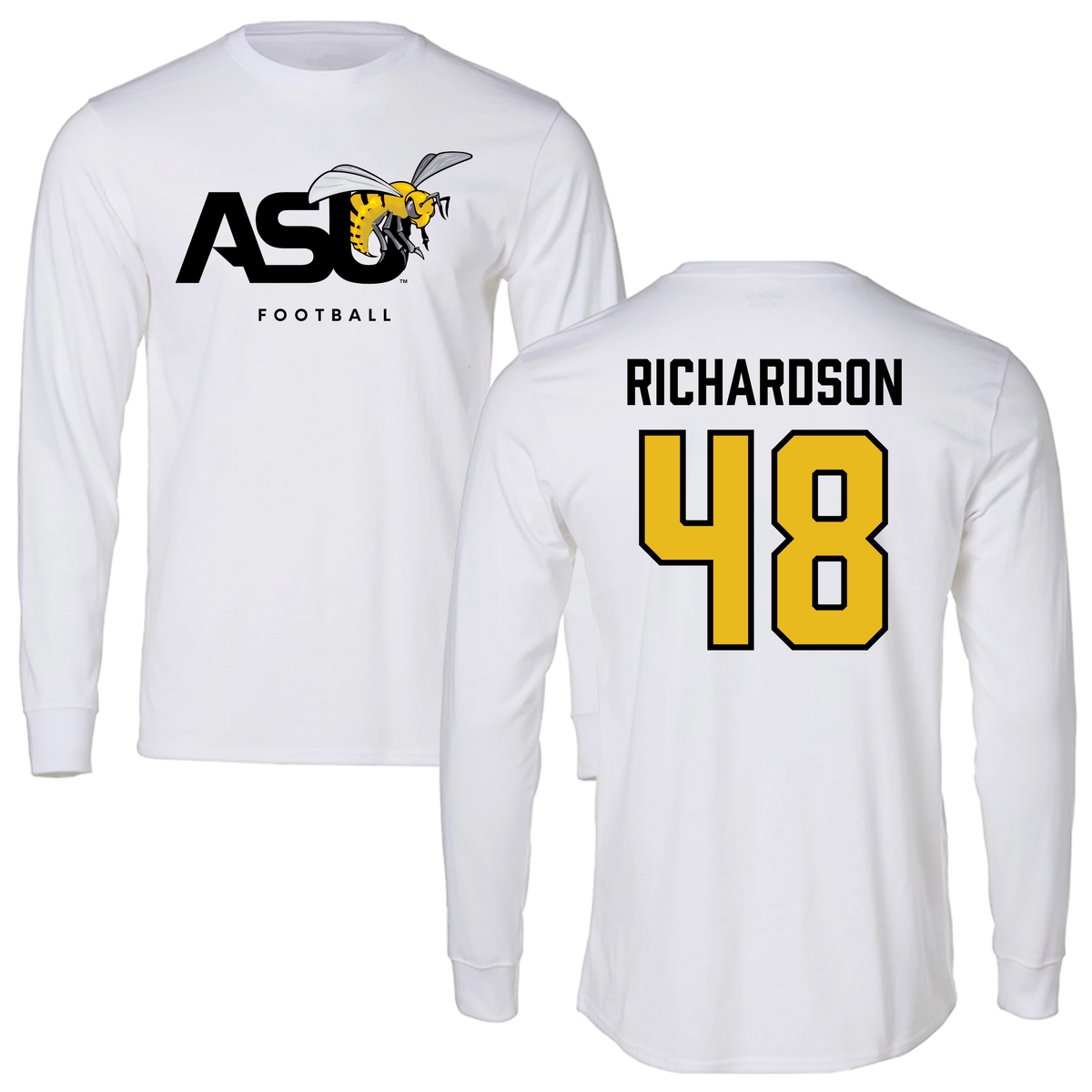Alabama State University Football White Long Sleeve - #48 Myles Richardson