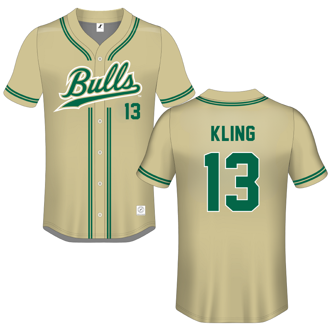 University of South Florida Gold Button-Down Jersey - #13 Corey Kling