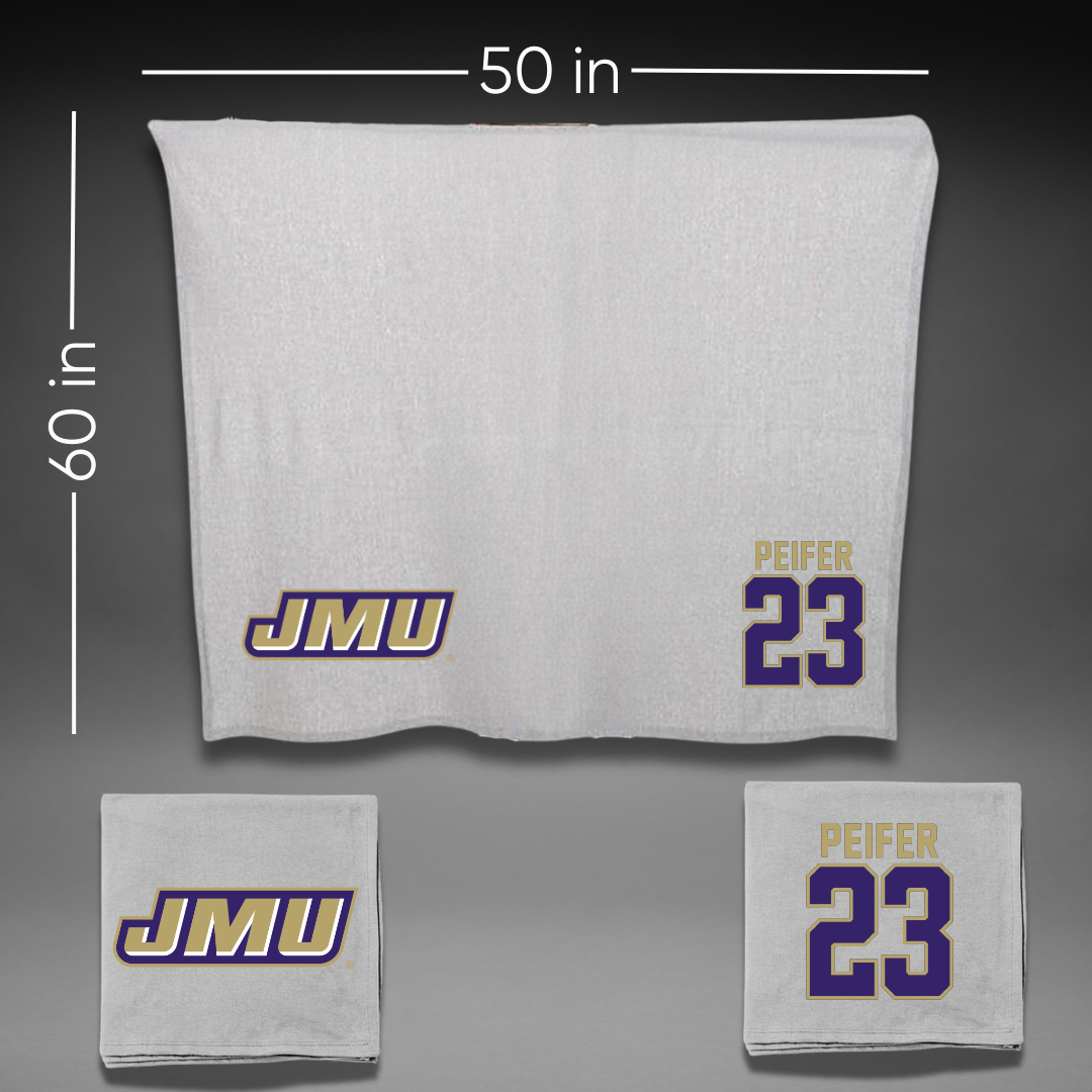 James Madison University Baseball Gray Blanket - #23 Wyatt Peifer