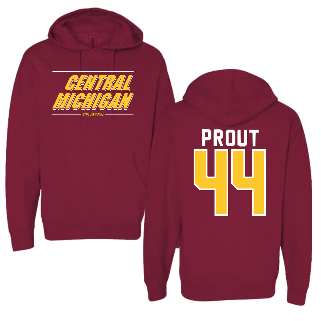 Central Michigan University Baseball Maroon General Hoodie - #44 Cole Prout
