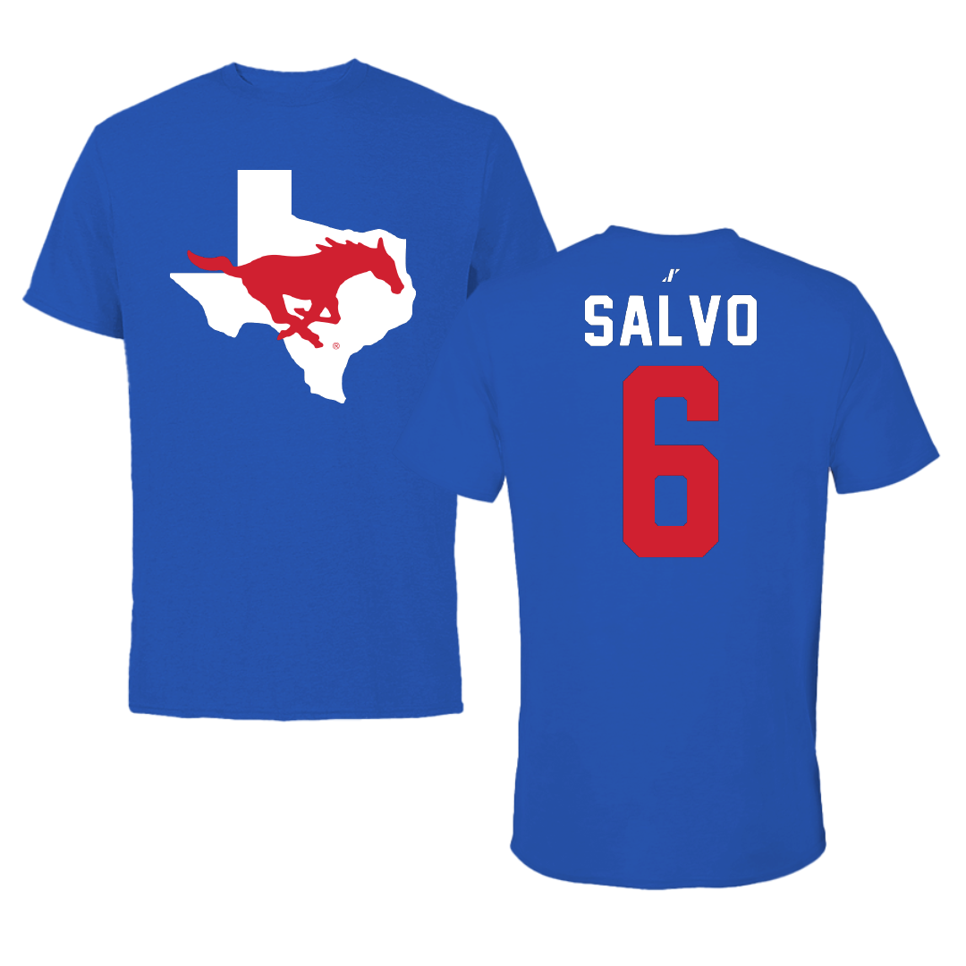 Southern Methodist University Soccer Blue State Tee - #6 Alex Salvo