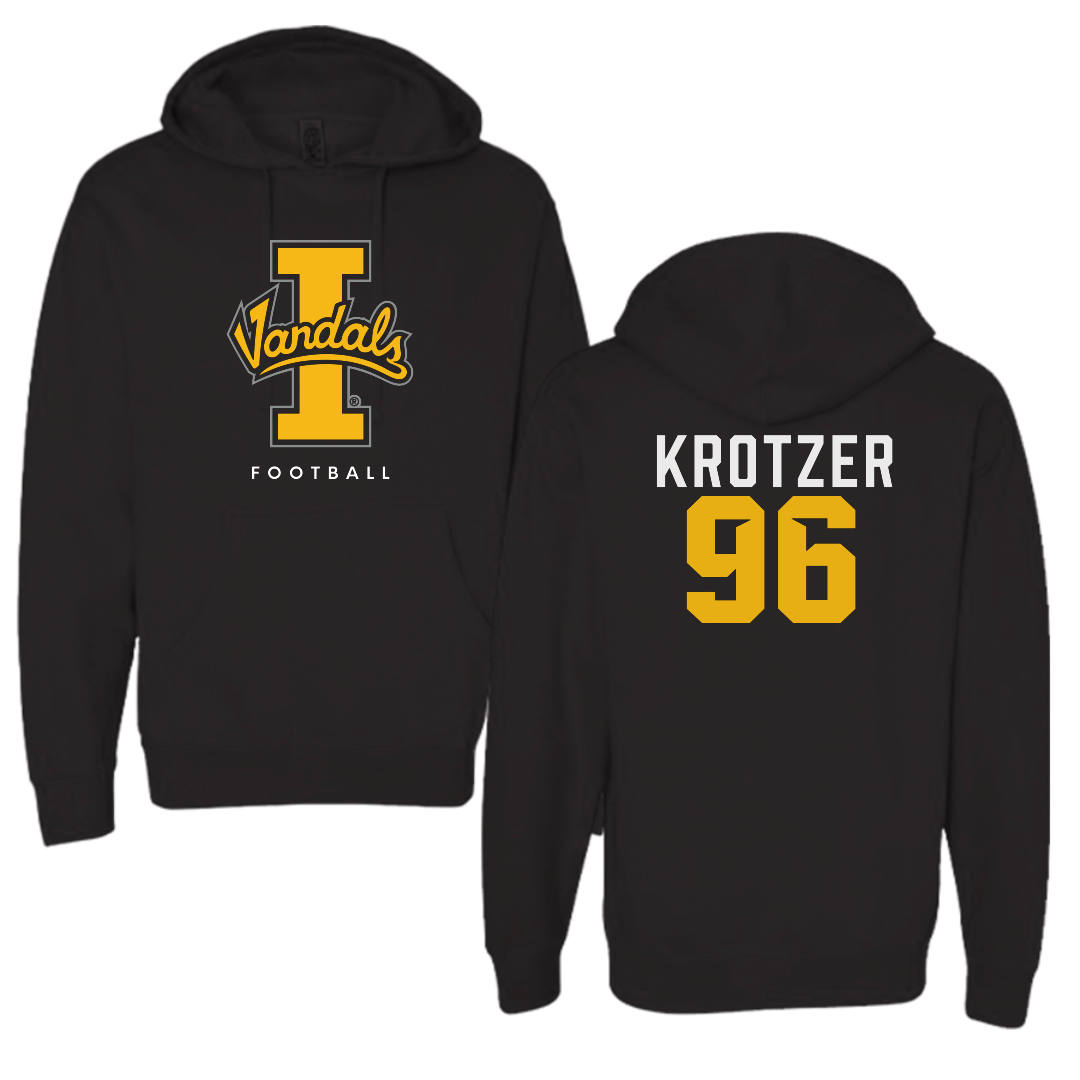 University of Idaho Football Black Vandals Hoodie - #96 Zach Krotzer