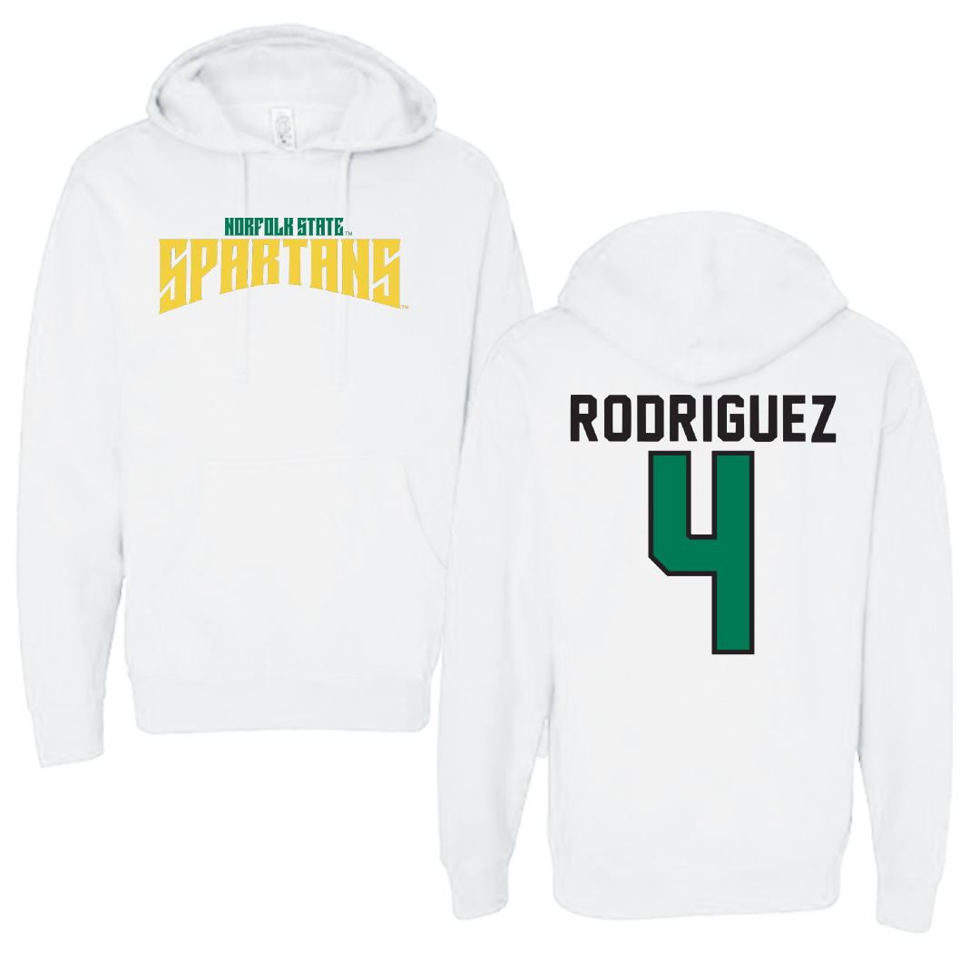 Norfolk State University Baseball White Classic Hoodie - #4 Raphael Rodriguez