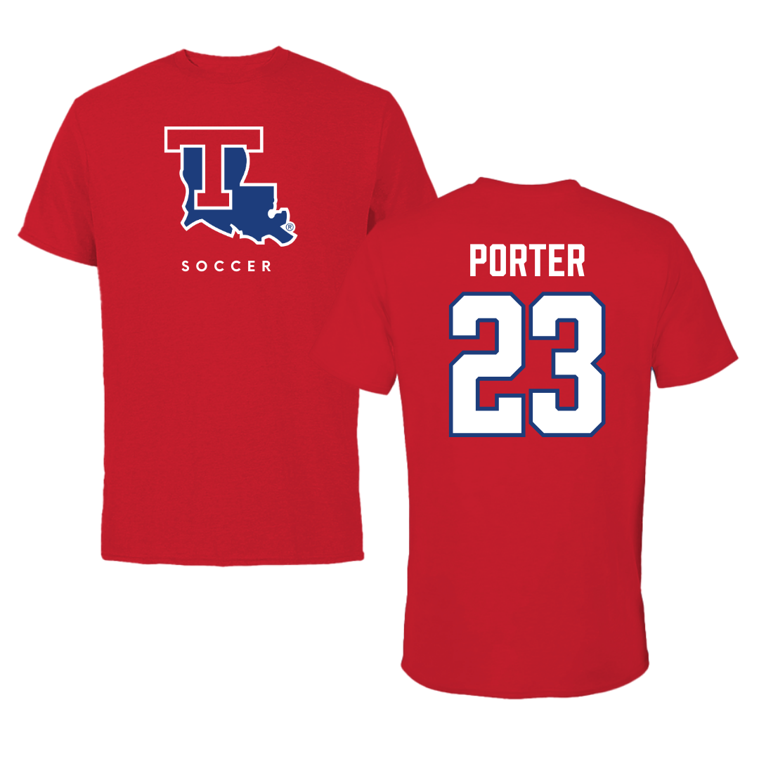 Louisiana Tech University Soccer Red Performance Tee - #23 Jordan Porter