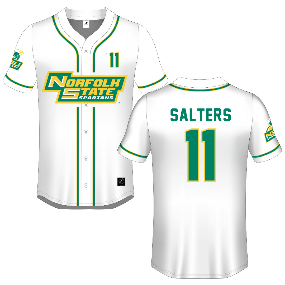 Norfolk State University White Button-Down Jersey - #11 Ian Salters