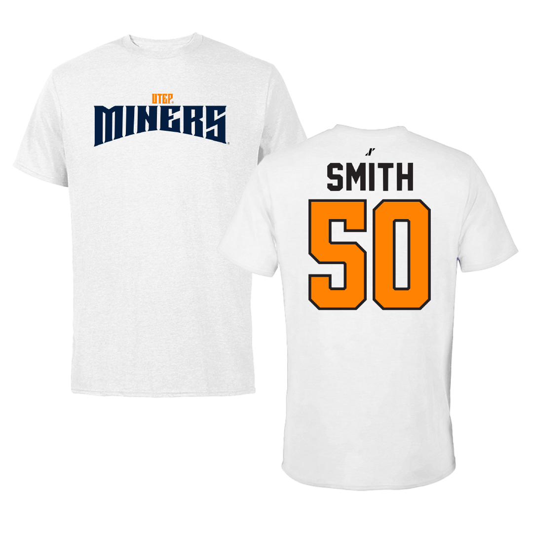 University of Texas at El Paso Football White Classic Tee - #50 Brennan Smith