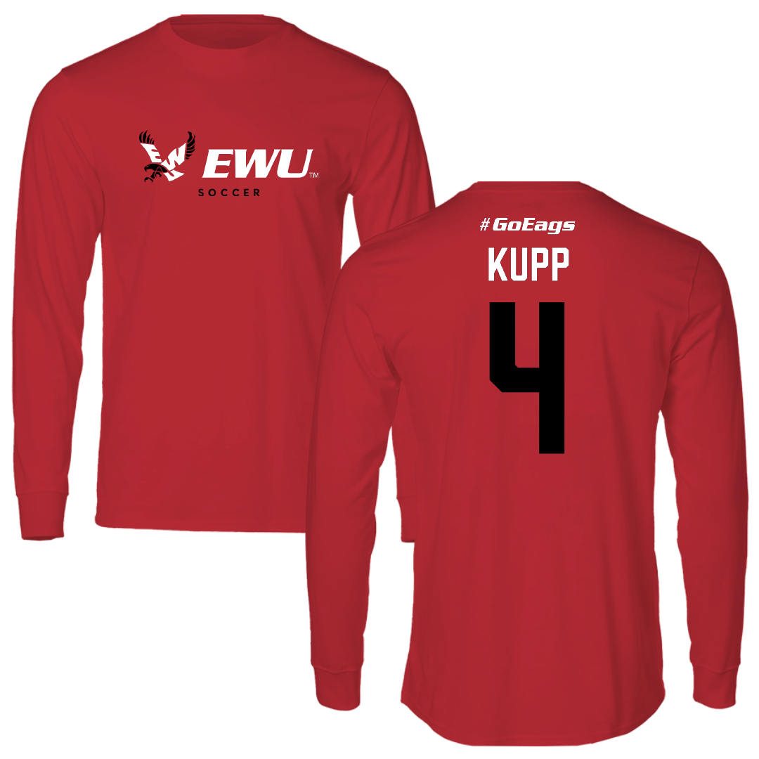 Eastern Washington University Soccer Red Long Sleeve - #4 Katrina Kupp
