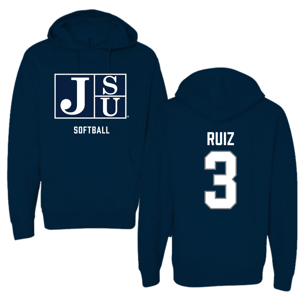 Jackson State University Softball Navy Hoodie - #3 Amaya Ruiz