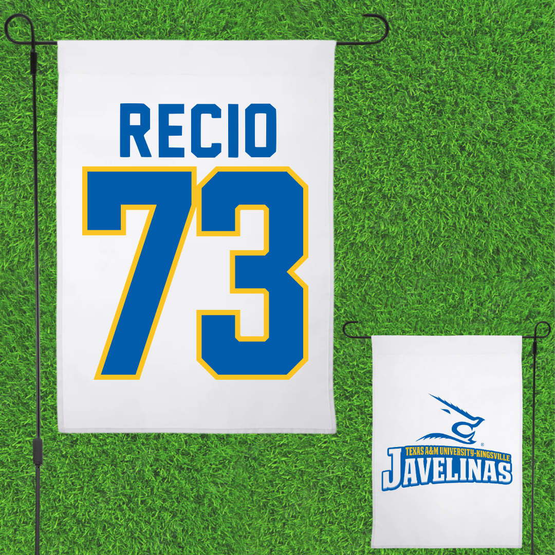 Texas A&M University-Kingsville Football White Garden Flag - #73 Rafael Recio
