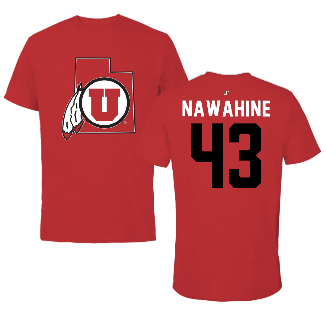 University of Utah Football Red State Performance Tee - #43 Gavin Nawahine
