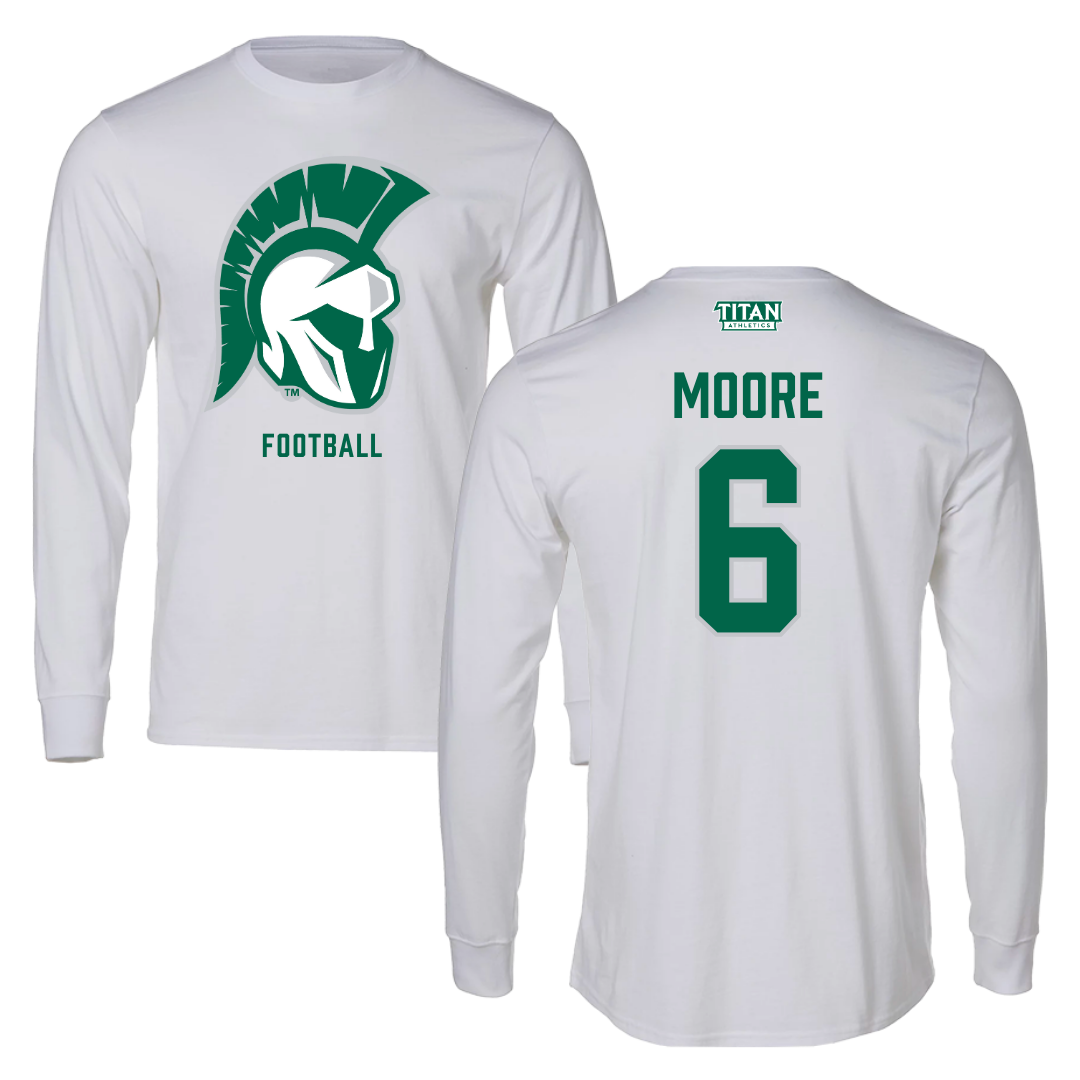 Illinois Wesleyan University Football White Performance Long Sleeve - #6 Tre Moore