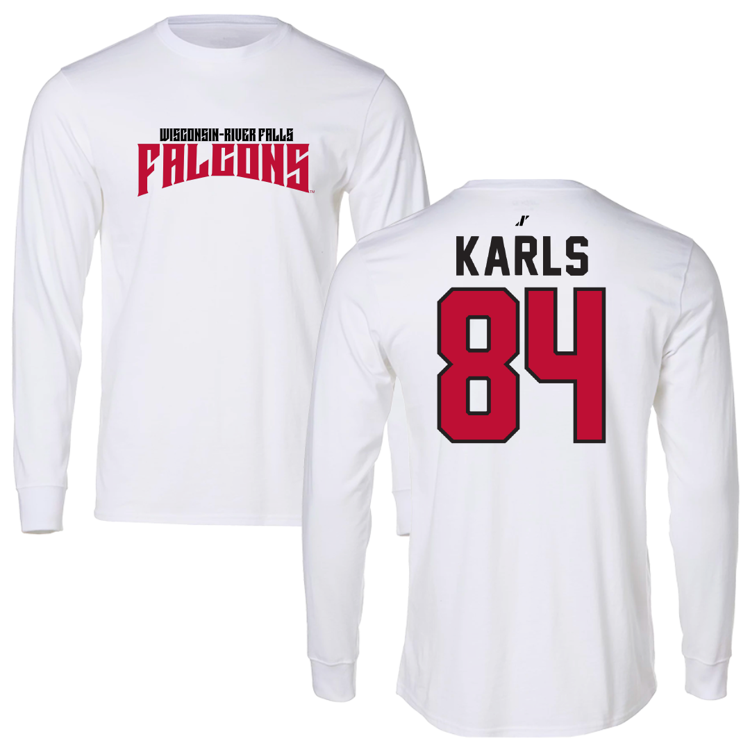 University of Wisconsin-River Falls Football White Classic Performance Long Sleeve - #84 Andrew Karls