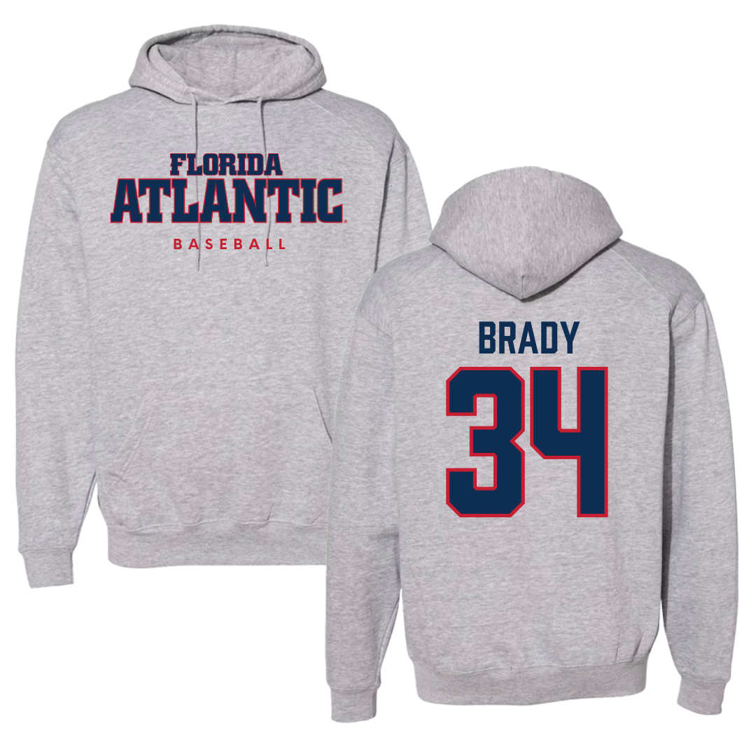 Florida Atlantic University Baseball Gray Hoodie - #34 Carter Brady