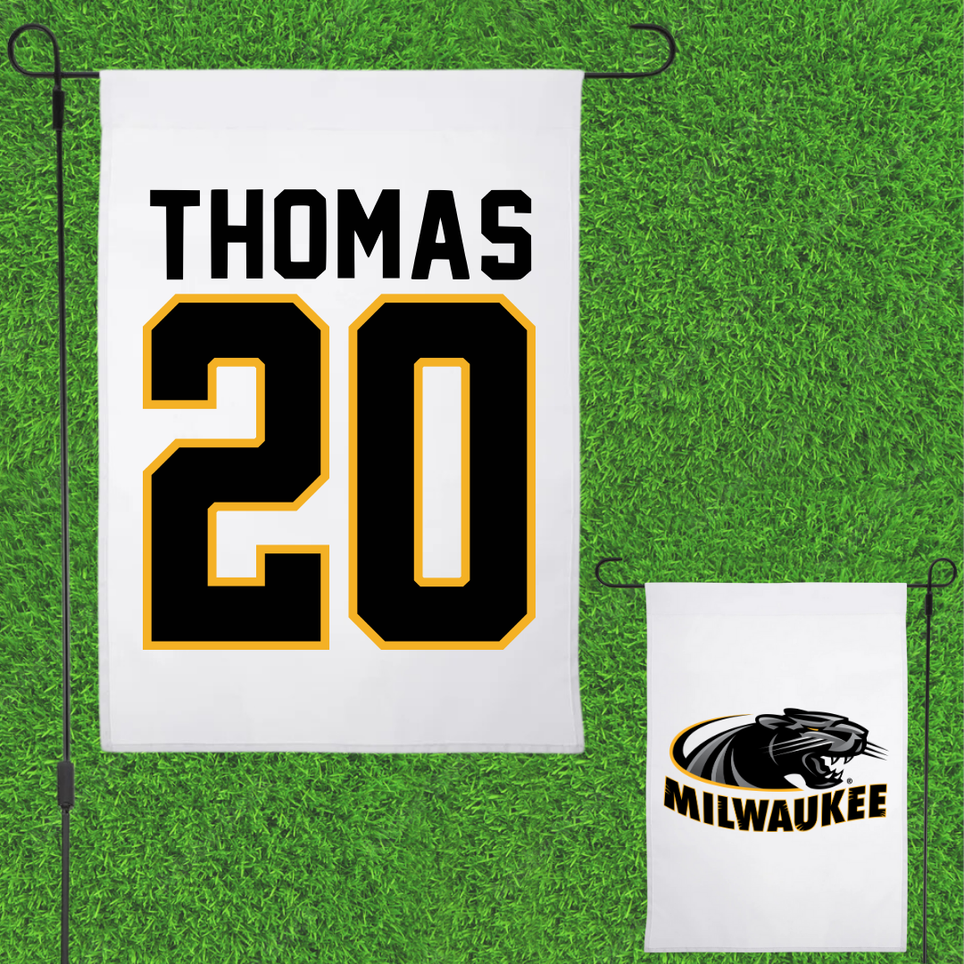 University of Wisconsin-Milwaukee Basketball White Garden Flag - #20 Maurice Thomas