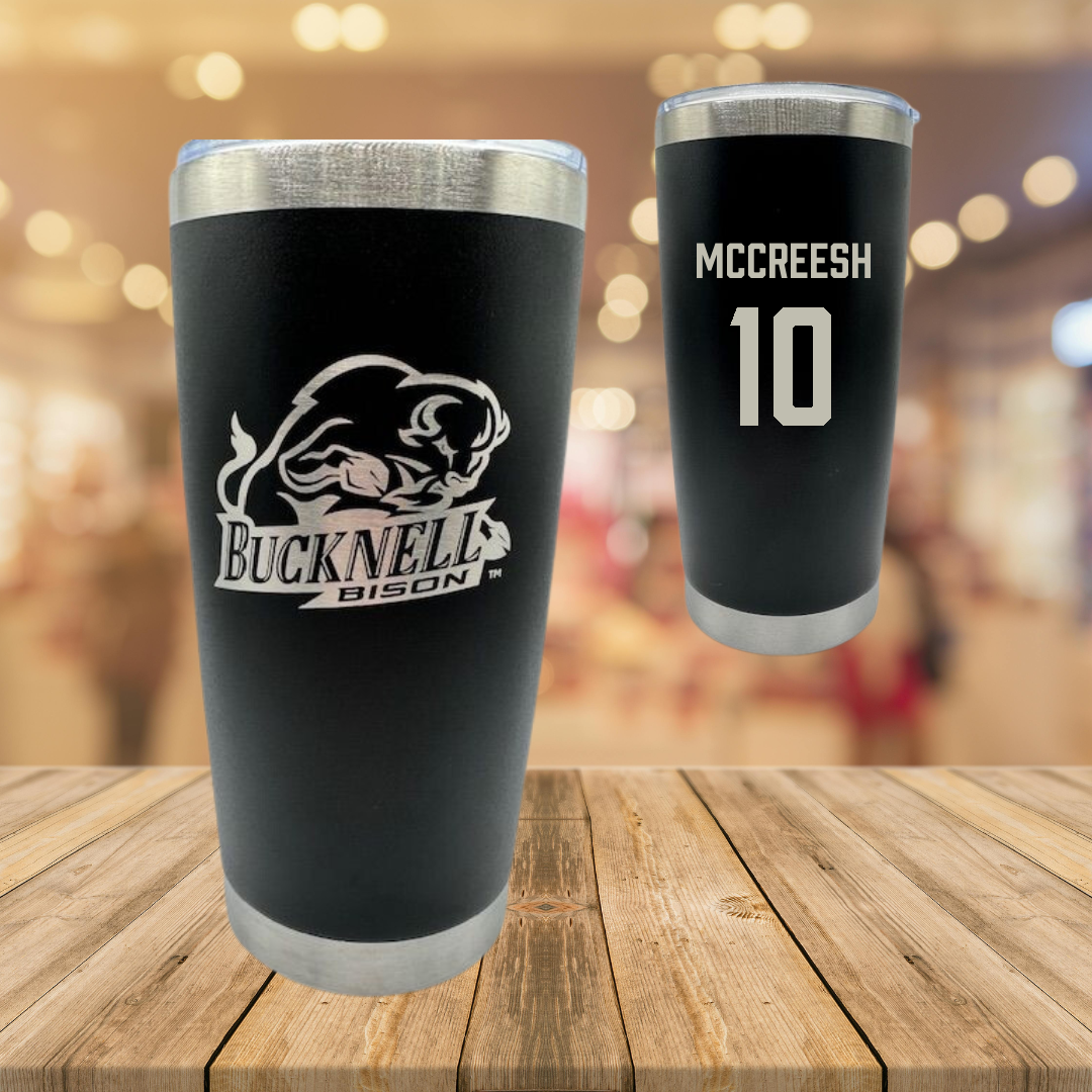 Bucknell University Basketball Black Stainless Steel Tumbler - #10 Brandon McCreesh
