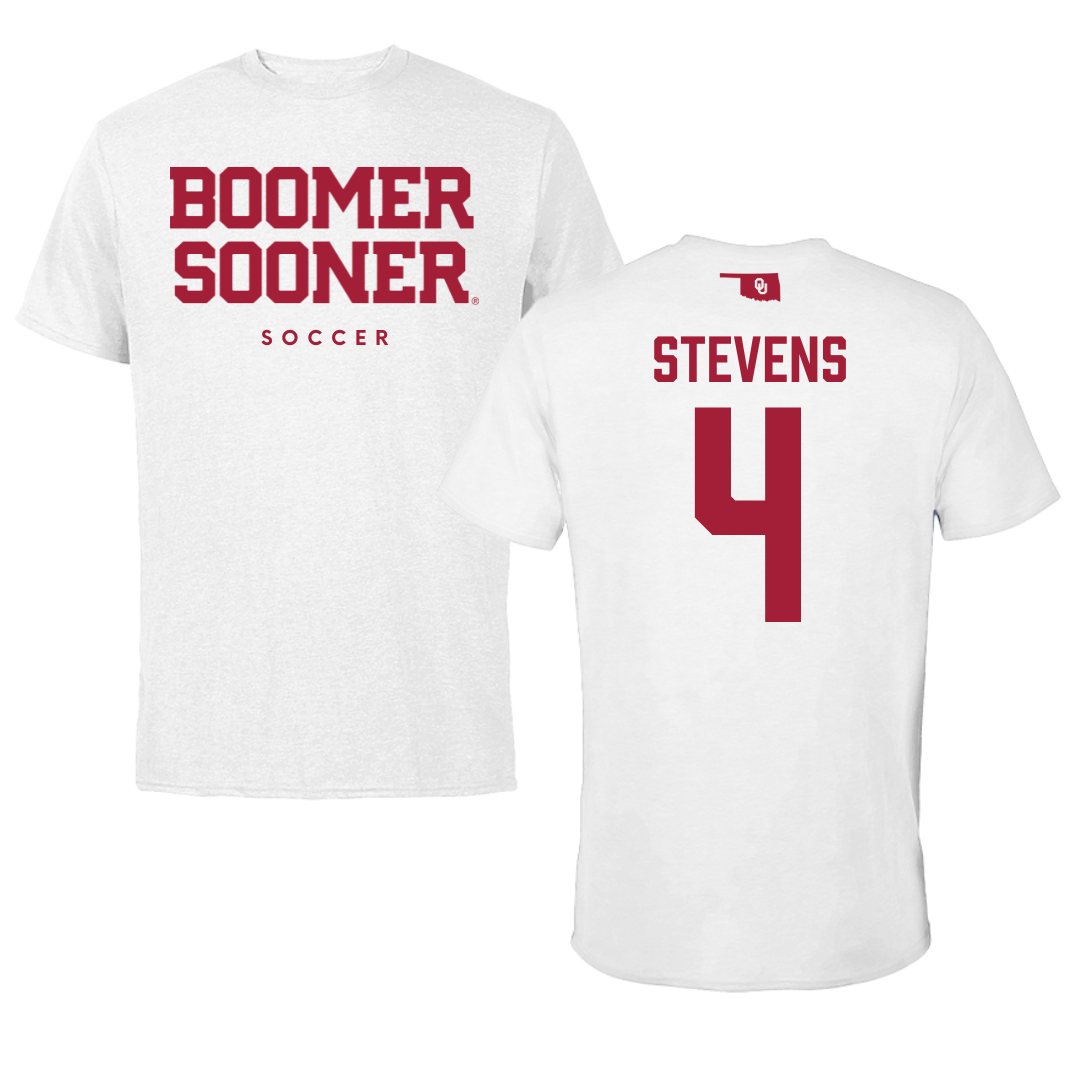 University of Oklahoma Soccer White Performance Tee - #4 Avery Stevens