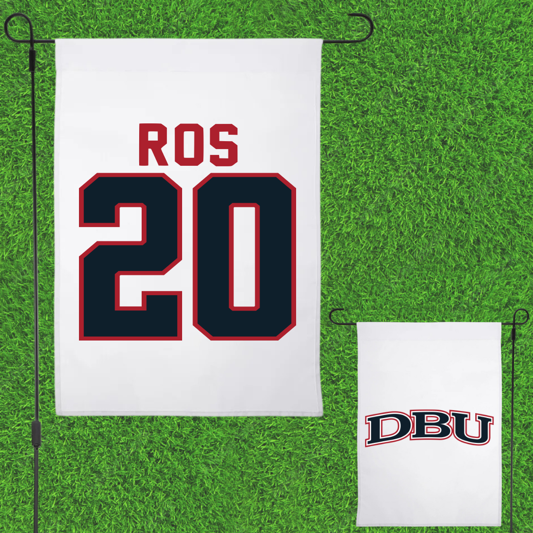 Dallas Baptist University Ice Hockey White Garden Flag - #20 Marley Ros