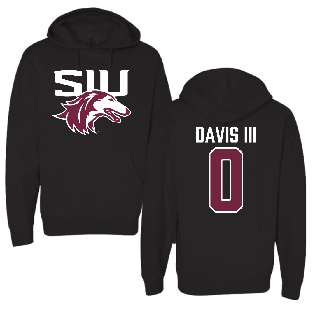 Southern Illinois University at Carbondale Football Black Hoodie - #0 Vinson Davis III