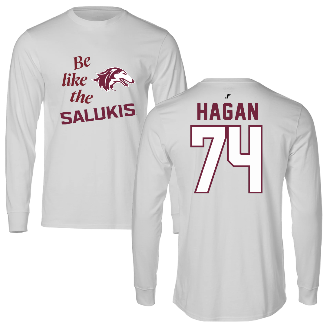 Southern Illinois University at Carbondale Football Light Gray Be Like Us Performance Long Sleeve - #74 Harris Hagan