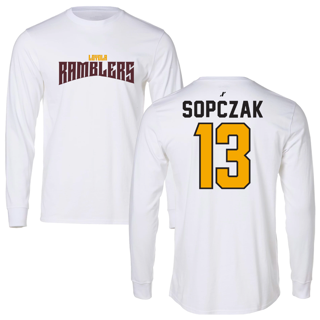 Loyola University-Chicago Softball White Classic Long Sleeve - #13 Teagan Sopczak