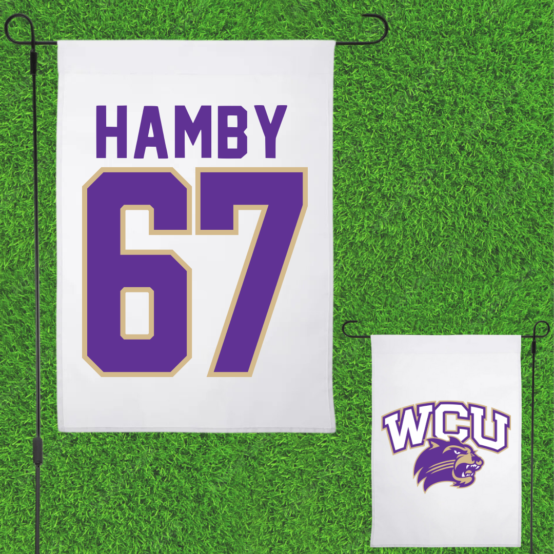 Western Carolina University Football White Garden Flag - #67 Steven Hamby
