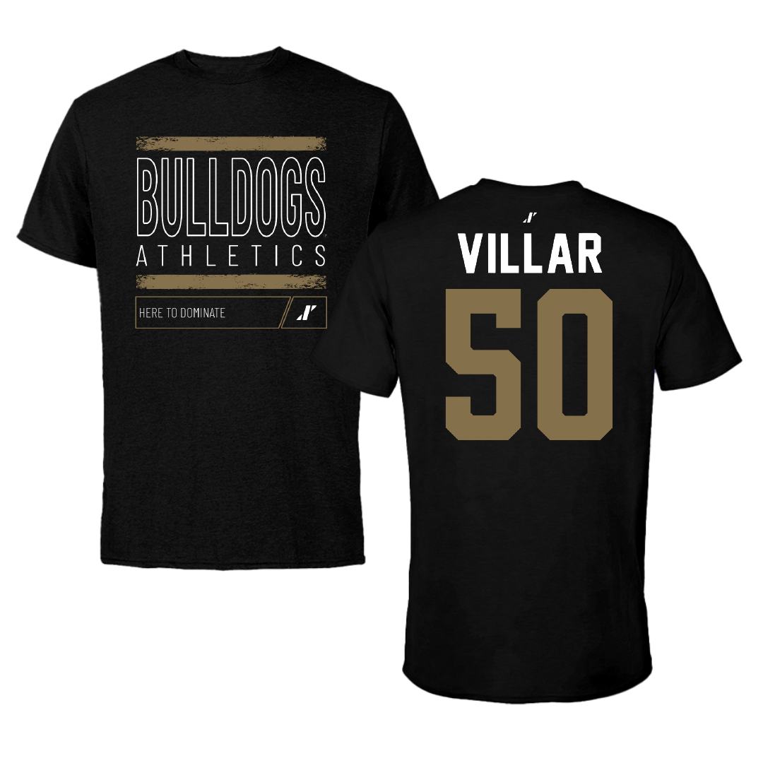 Bryant University Football Black Dominate Performance Tee - #50 Maximus Villar