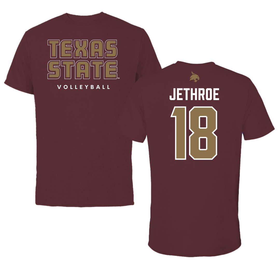 Texas State University Volleyball Maroon Performance Tee - #18 Zenai Jethroe