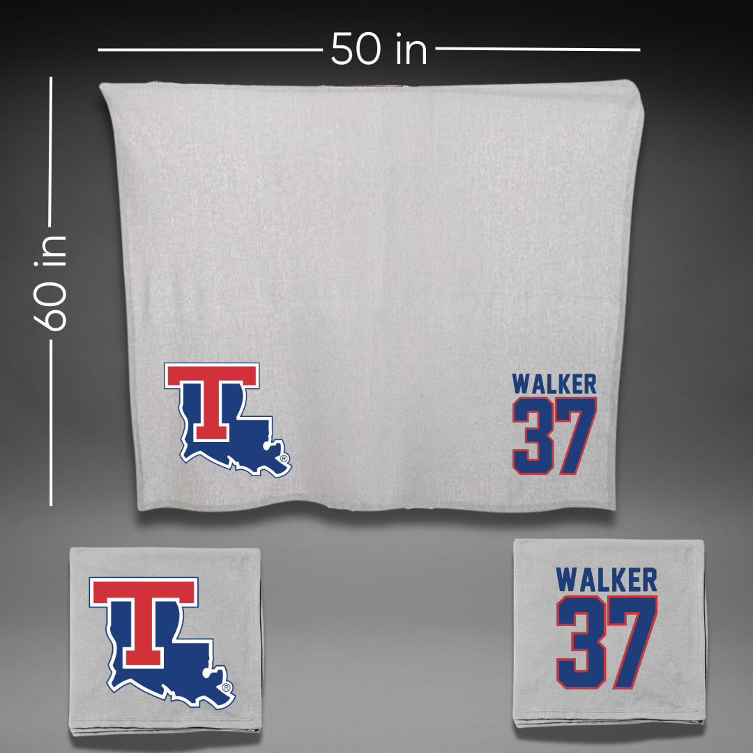 Louisiana Tech University Baseball Gray Blanket - #37 Brodey Walker