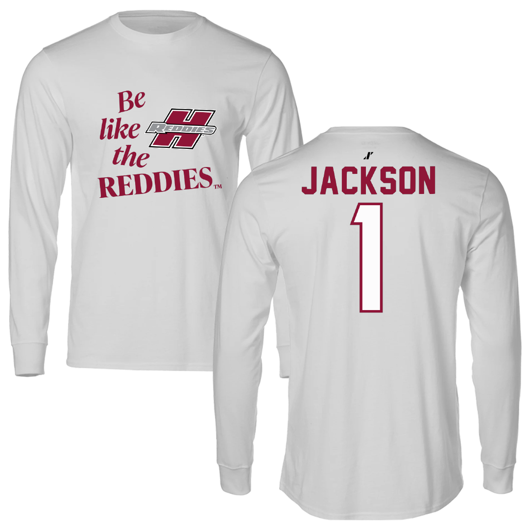 Henderson State University Football Light Gray Be Like Us Performance Long Sleeve - #1 Timieone Jackson
