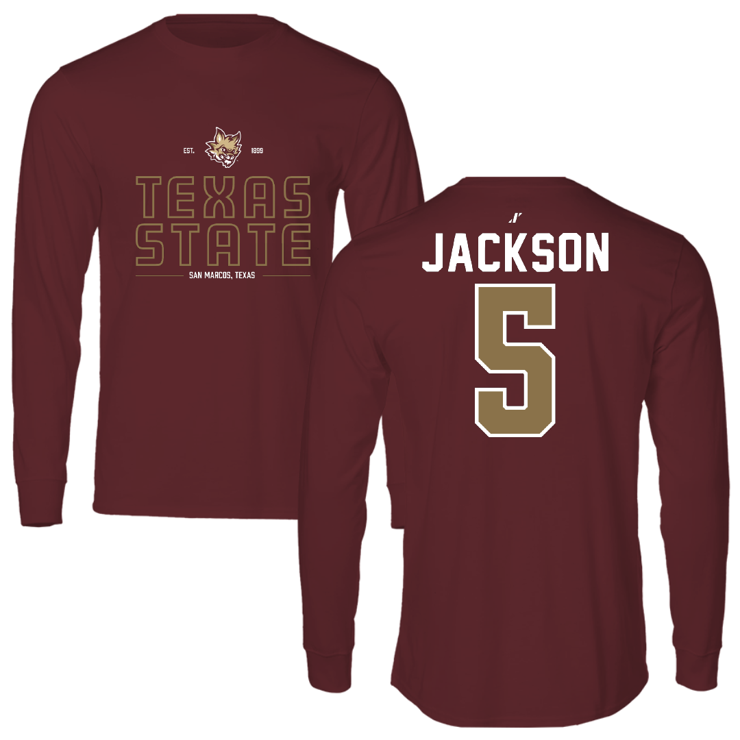 Texas State University Football Maroon General Performance Long Sleeve - #5 Darius Jackson