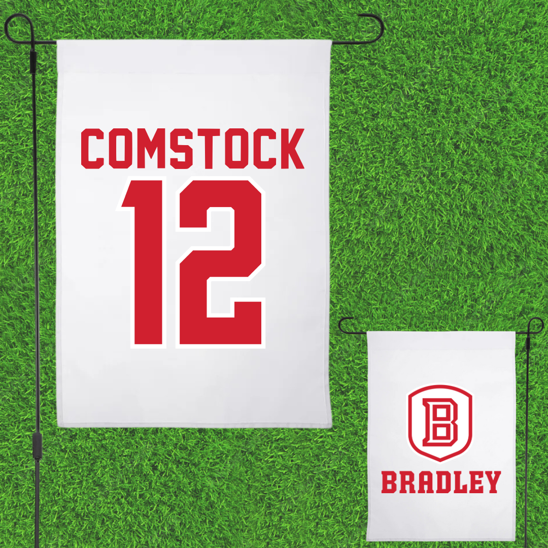 Bradley University Softball White Garden Flag - #12 Austin Comstock