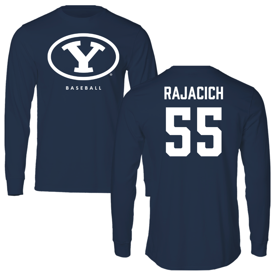 Brigham Young University Baseball Navy Performance Long Sleeve - #55 Seth Rajacich