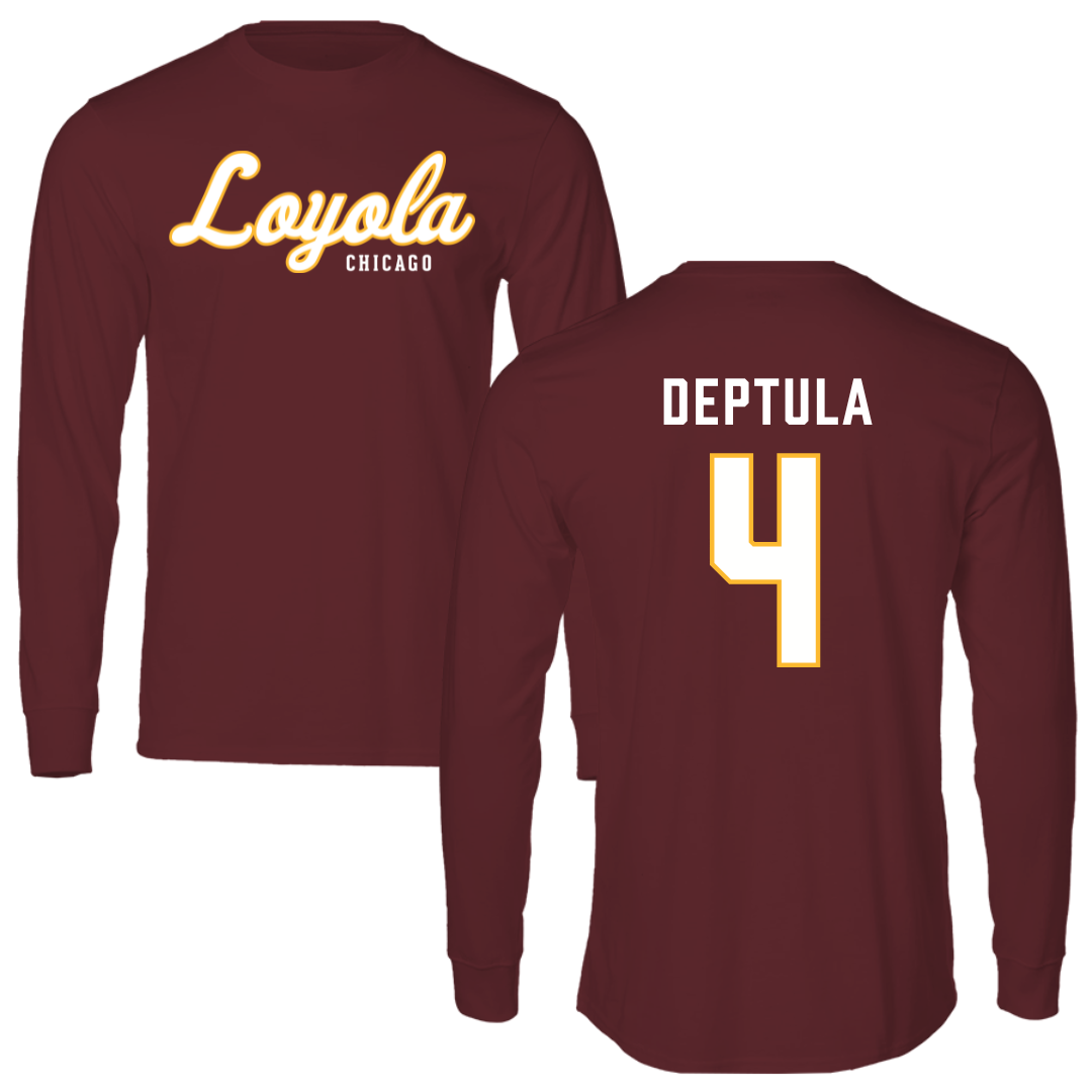 Loyola University-Chicago Basketball Maroon Performance Long Sleeve - #4 Audrey Deptula