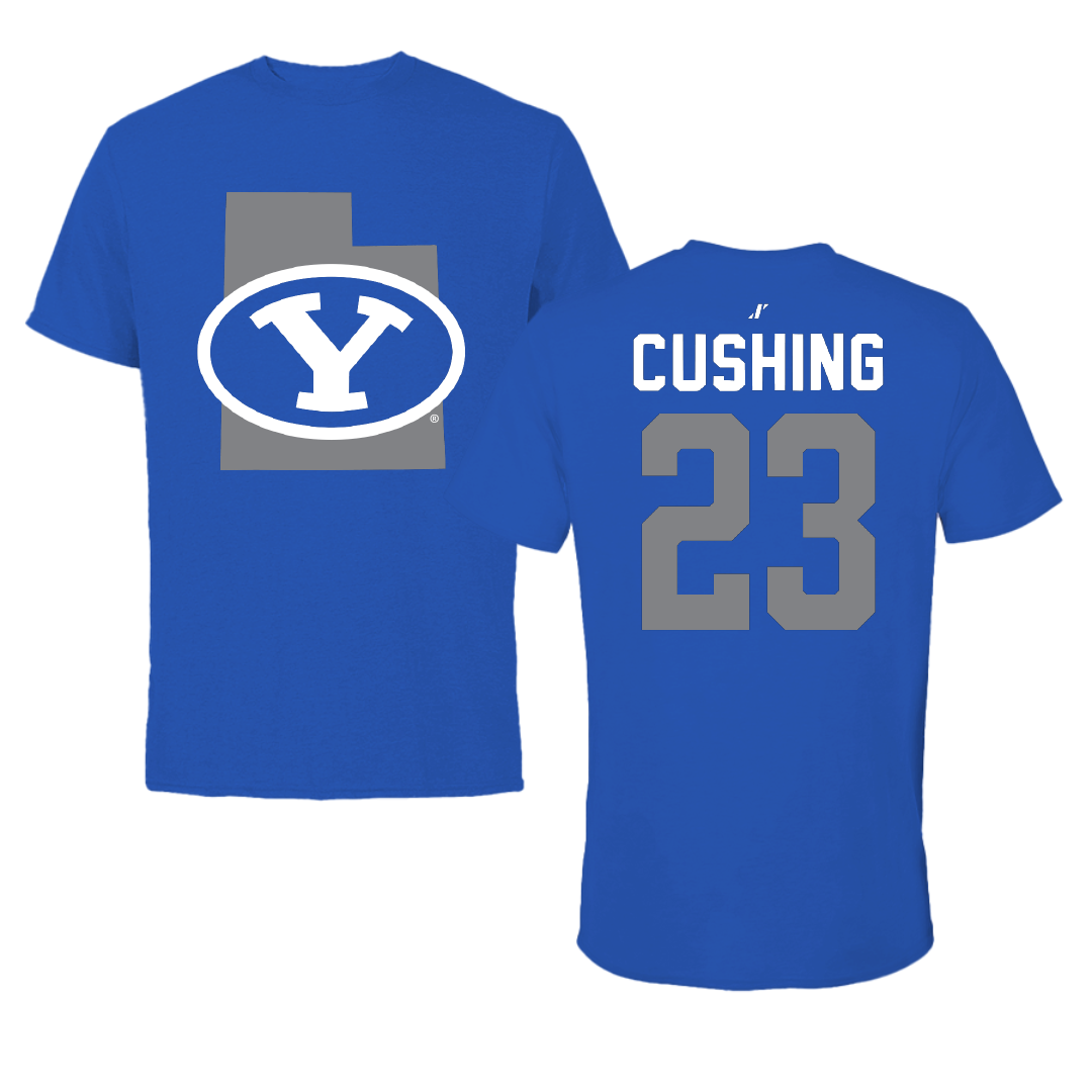 Brigham Young University Baseball Blue State Tee - #23 Stone Cushing