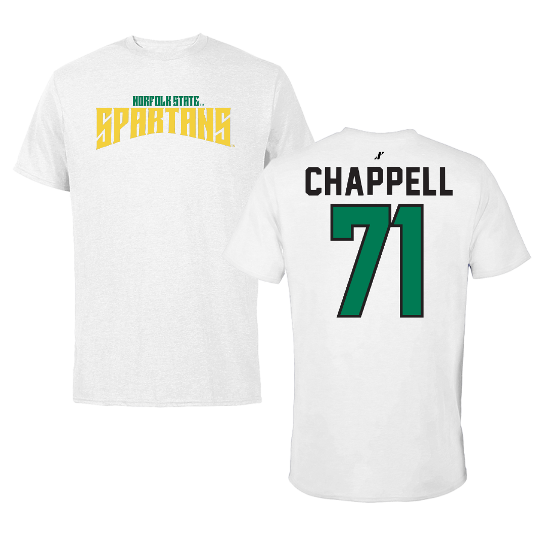 Norfolk State University Football White Classic Tee - #71 Jayden Chappell