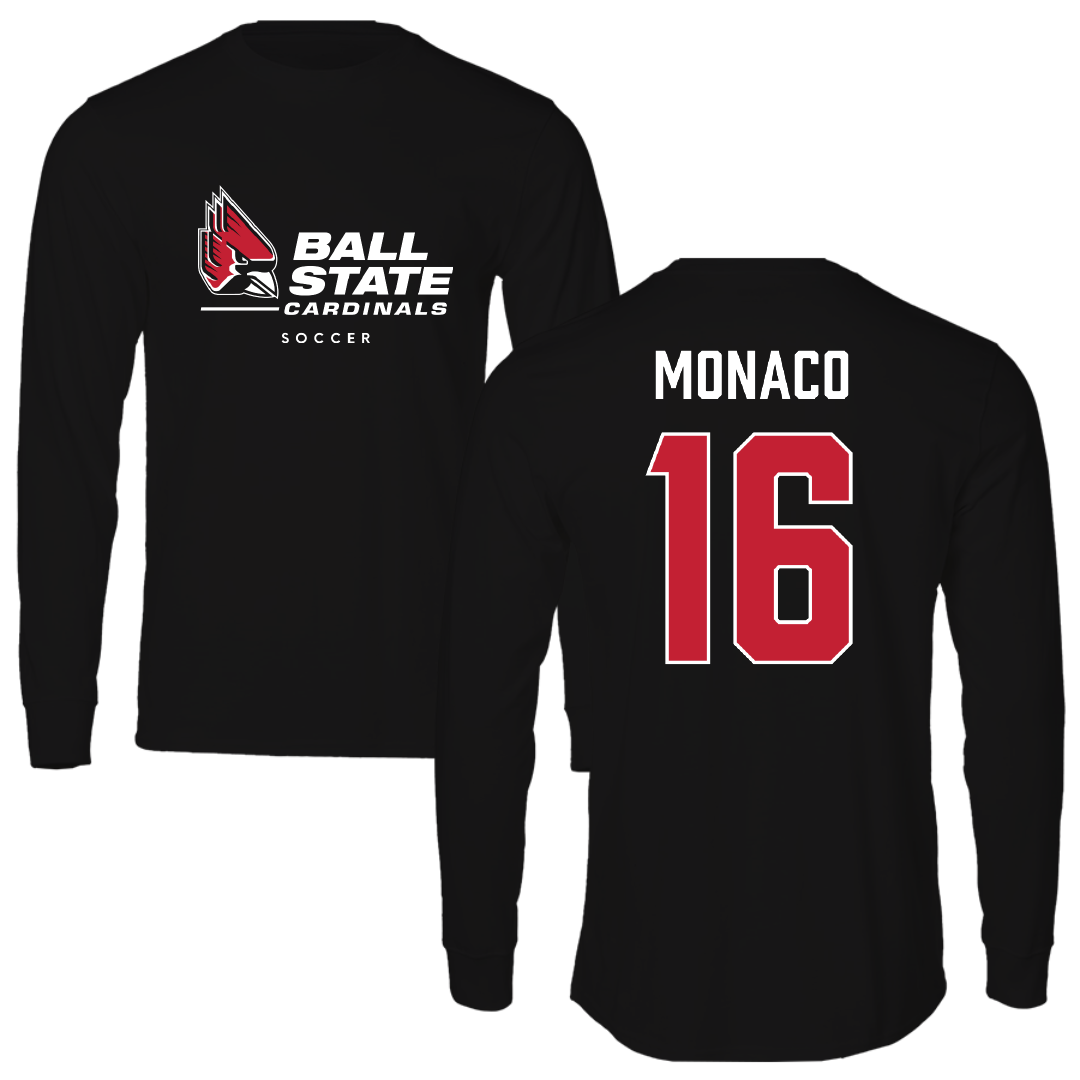 Ball State University Soccer Black Performance Long Sleeve - #16 Tori Monaco