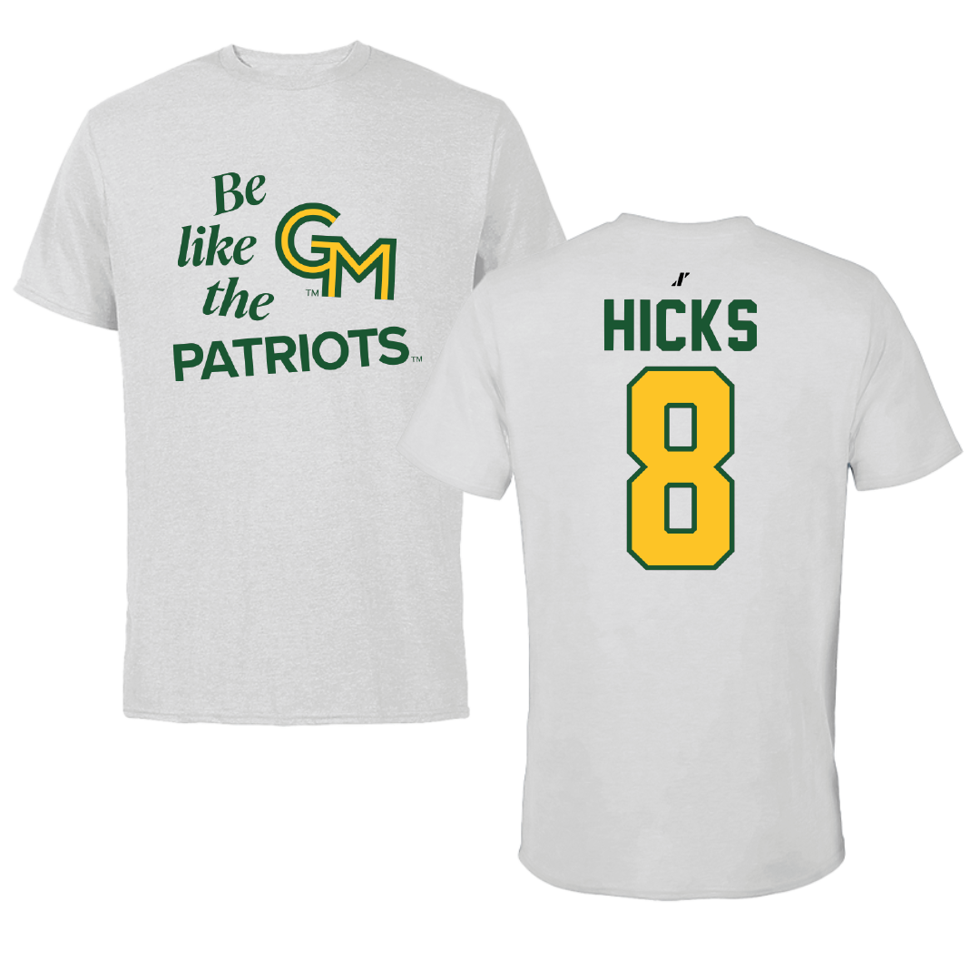 George Mason University Soccer Light Gray Be Like Us Performance Tee - #8 Aria Hicks