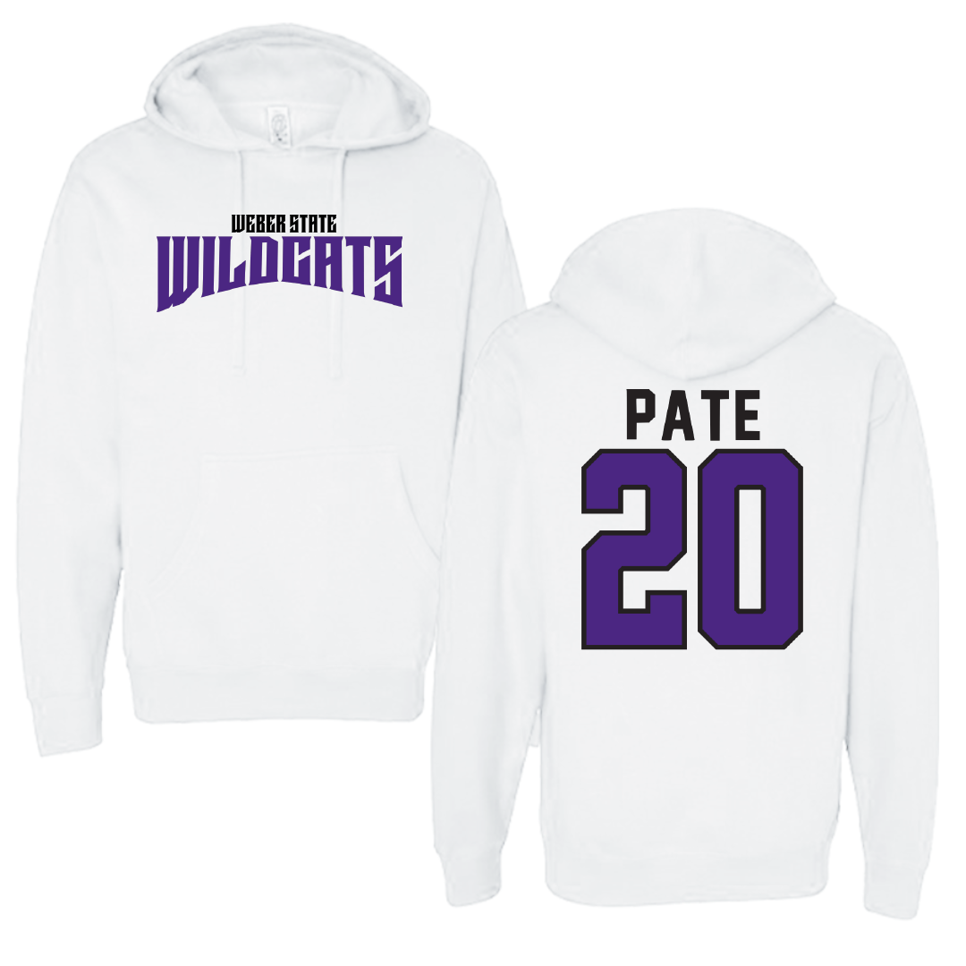 Weber State University Football White Classic Hoodie - #20 Montae Pate