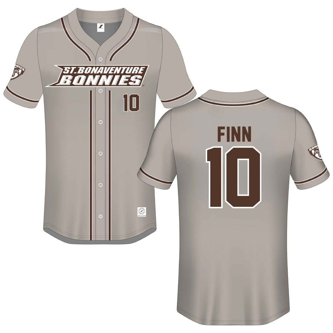 St. Bonaventure University Gray Button-Down Jersey - #10 Bobby Finn