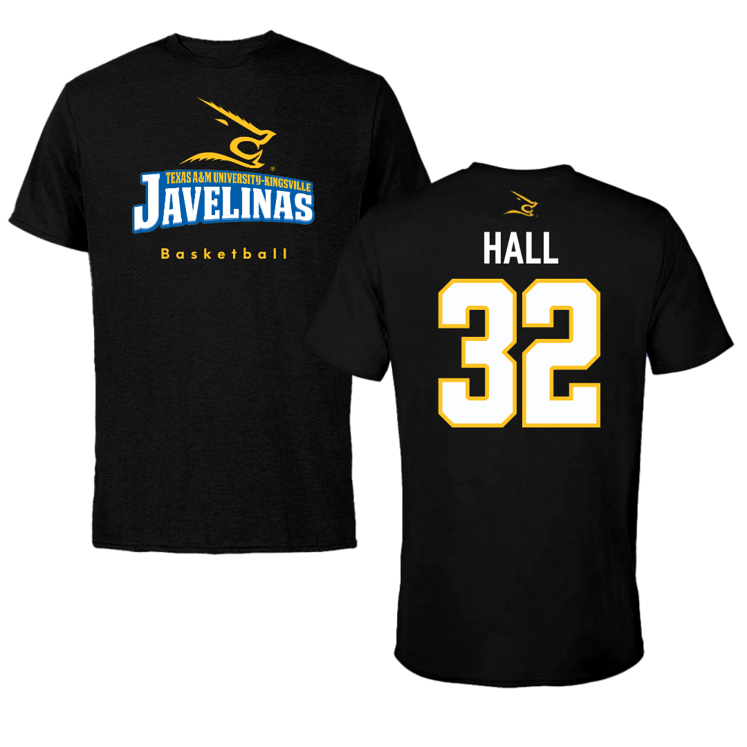Texas A&M University-Kingsville Basketball Black Tee - #32 Jarin Hall