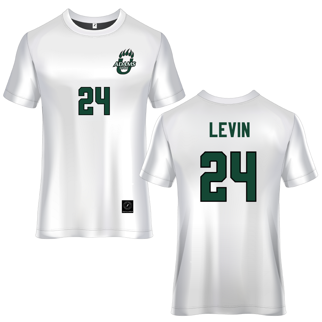 Adams State University White Soccer Jersey - #24 Denali Levin