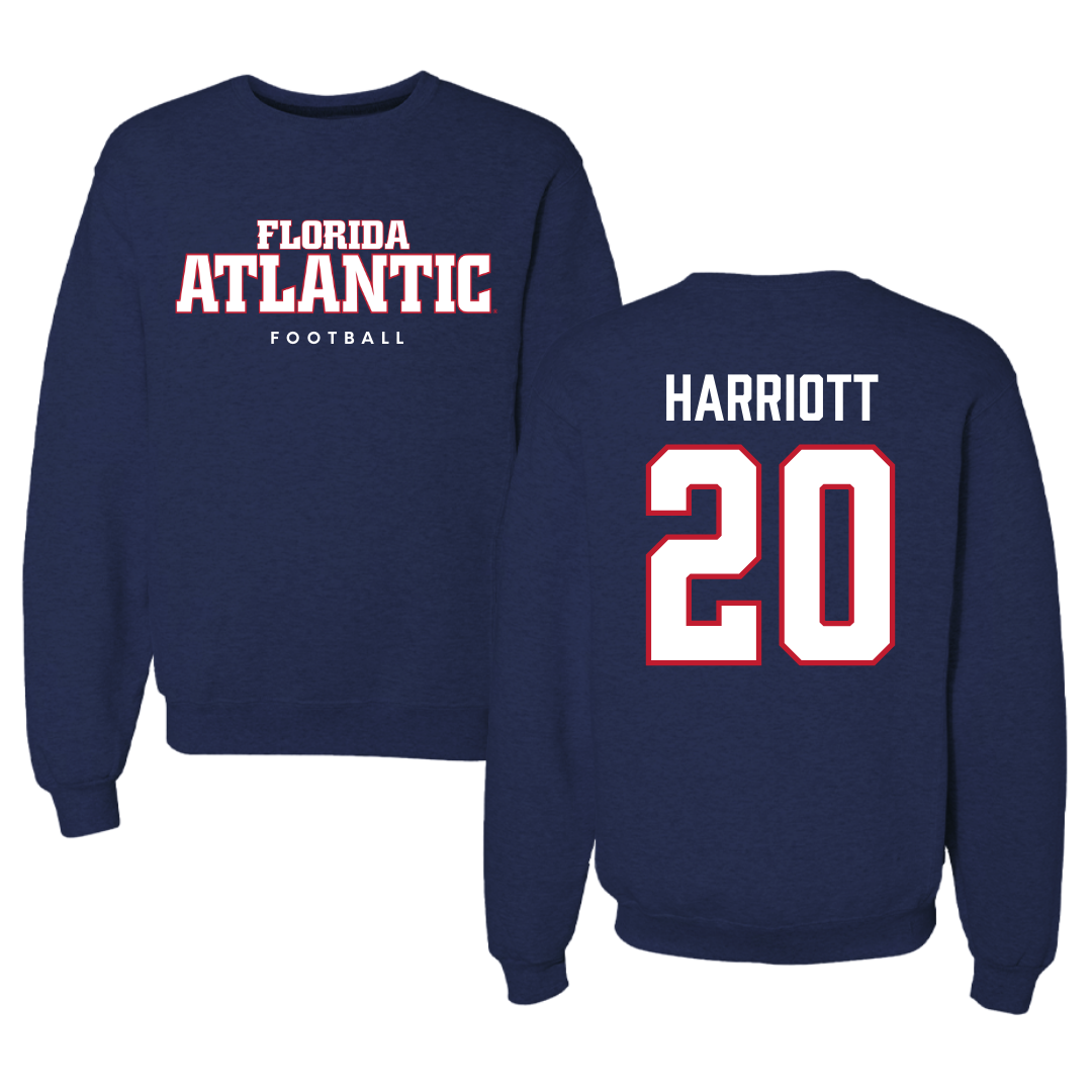 Florida Atlantic University Football Navy Crewneck - #20 Joshua Harriott
