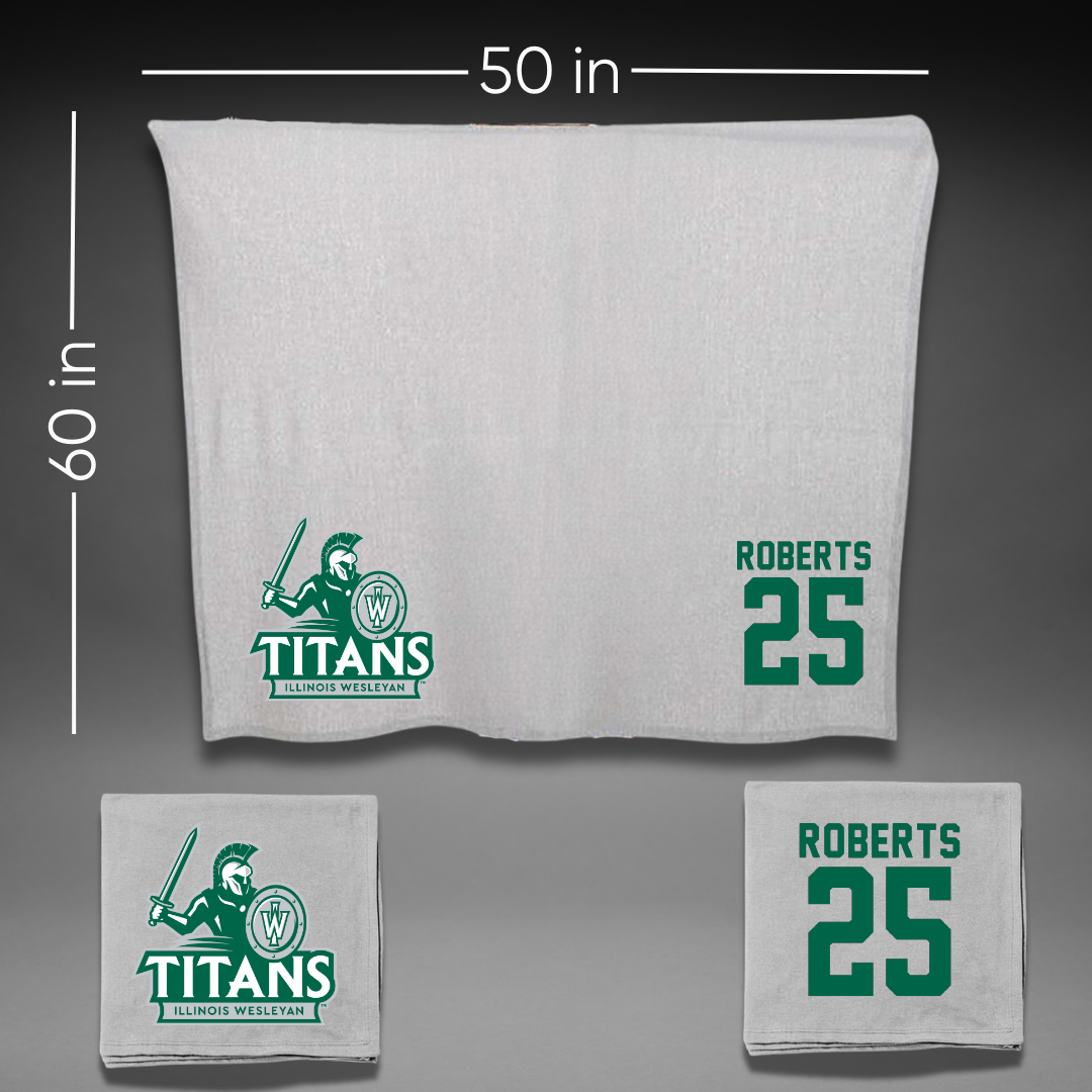 Illinois Wesleyan University Football Gray Blanket - #25 Jaxson Roberts