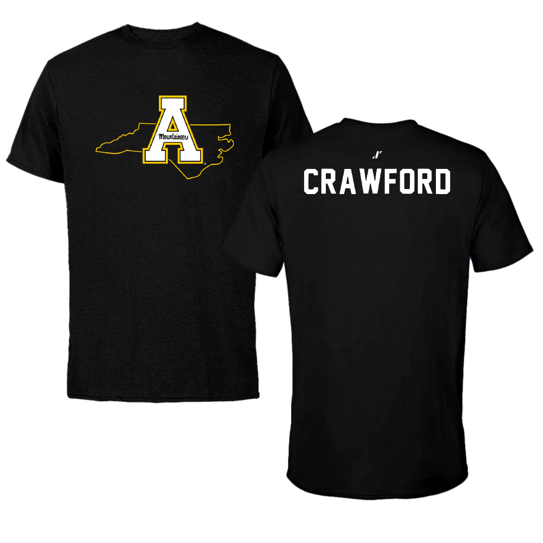 Appalachian State University TF and XC Black State Tee - Deuce Crawford