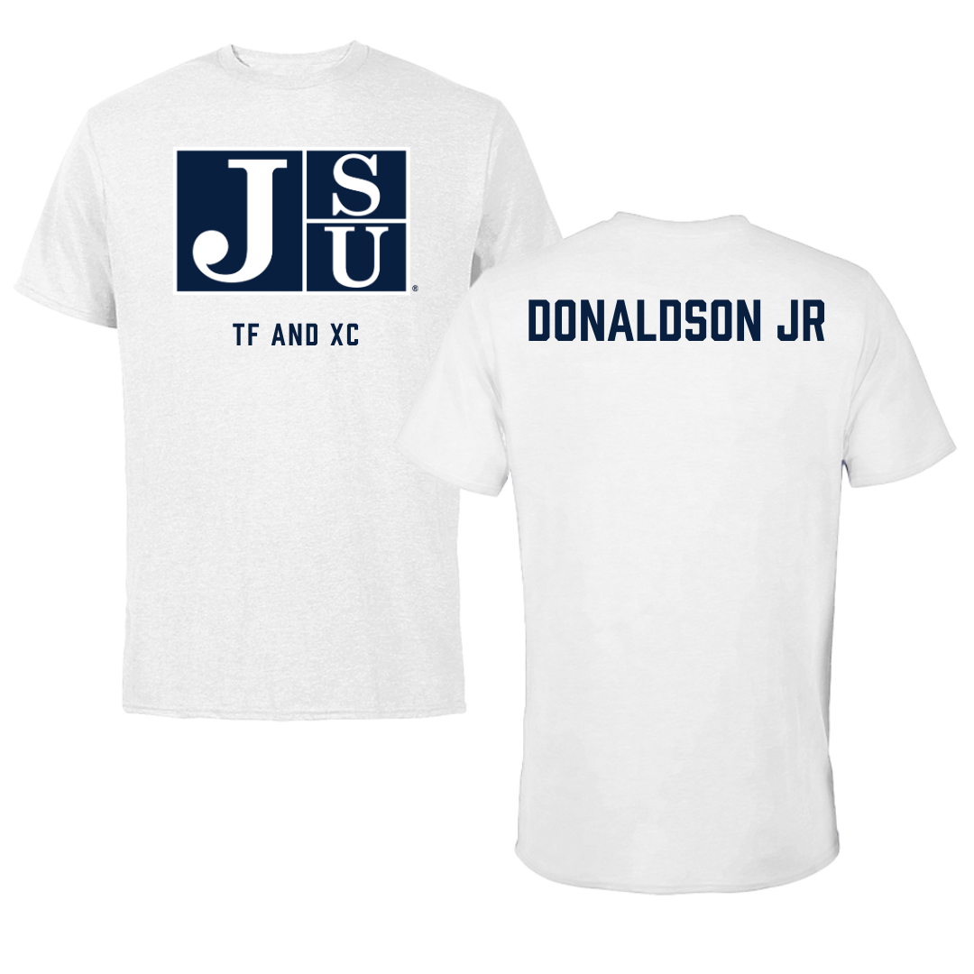Jackson State University TF and XC White Performance Tee - Ivan Donaldson Jr