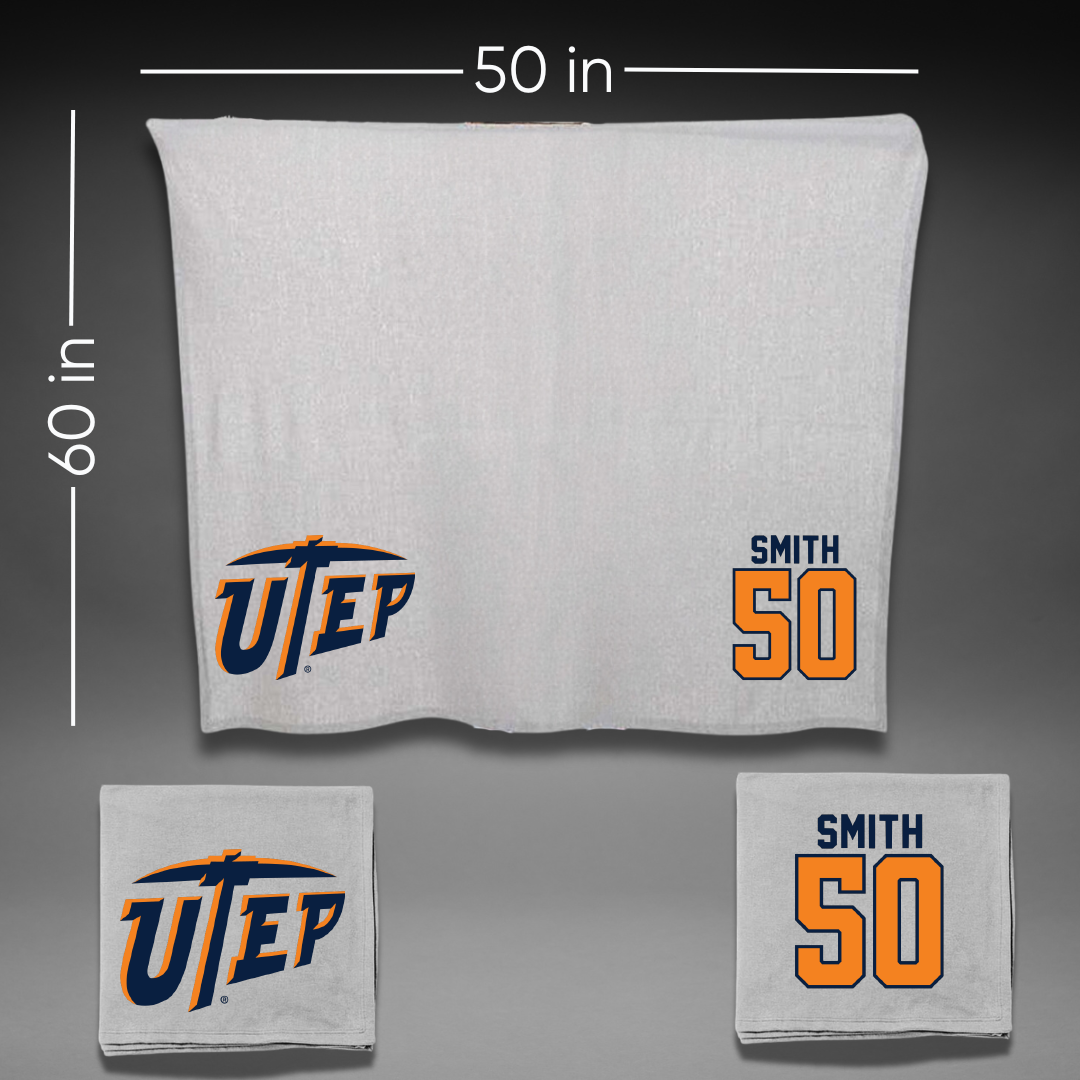 University of Texas at El Paso Football Gray Blanket - #50 Brennan Smith